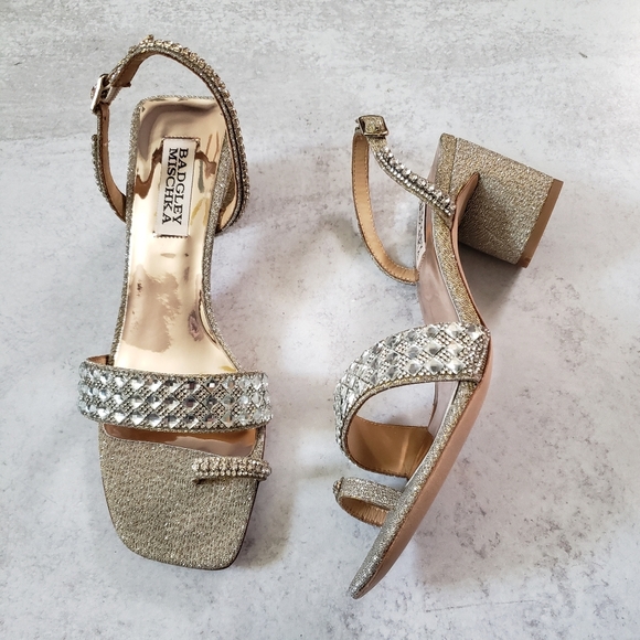 BADGLEY MISCHKA Collection Beatrice Embellished Rinestone Sandal Paltino - Picture 2 of 8